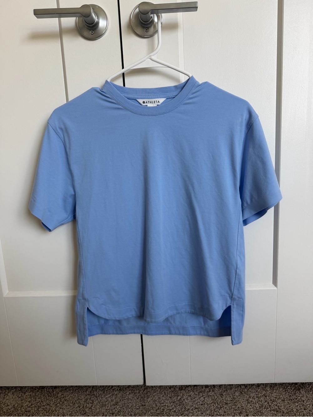 Athleta Light Blue Crewneck Short Sleeve Shirt